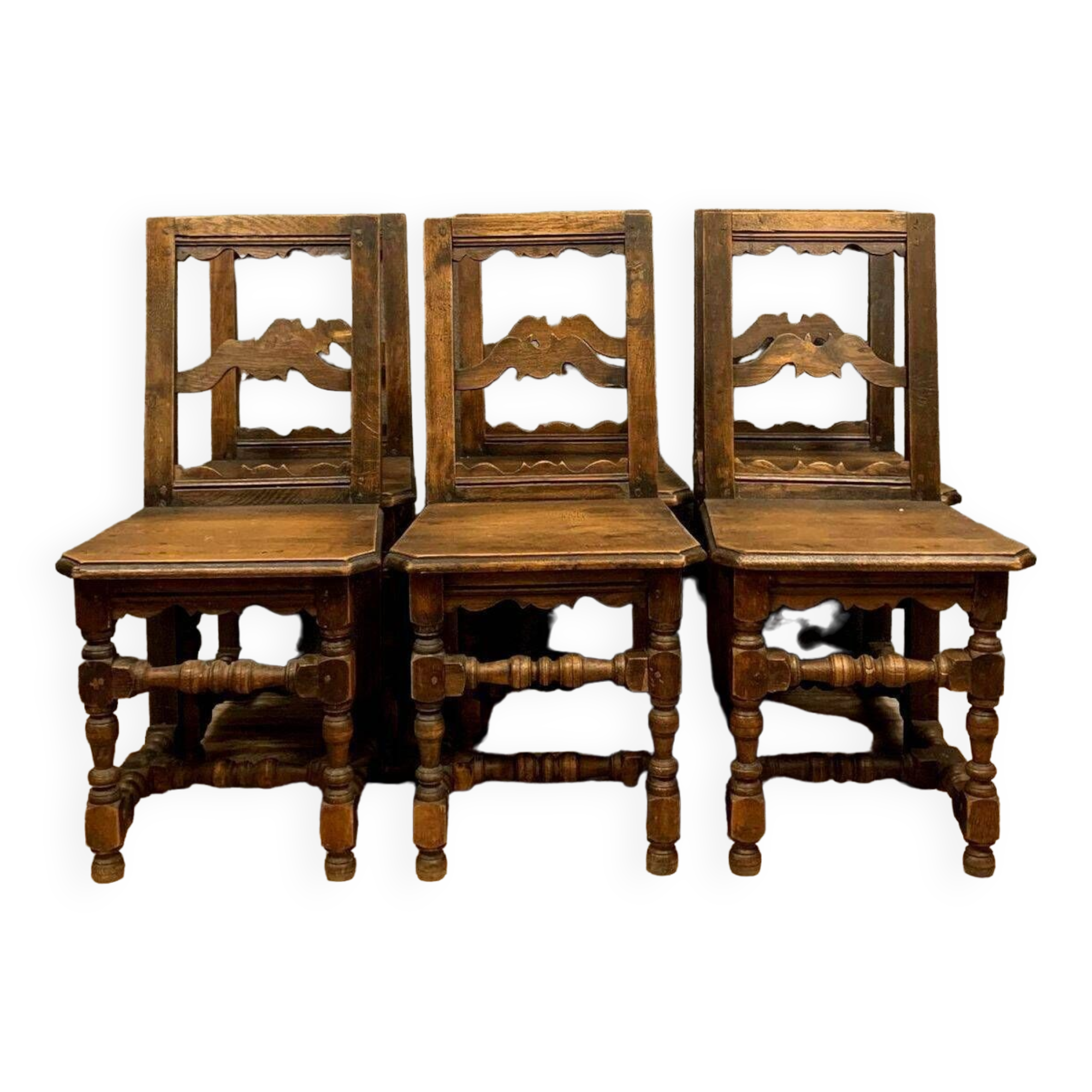 Set of 6 Lorraine chairs in solid oak circa 1850