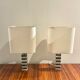 Paire de lampes en marbre blanc et vert, 1970's