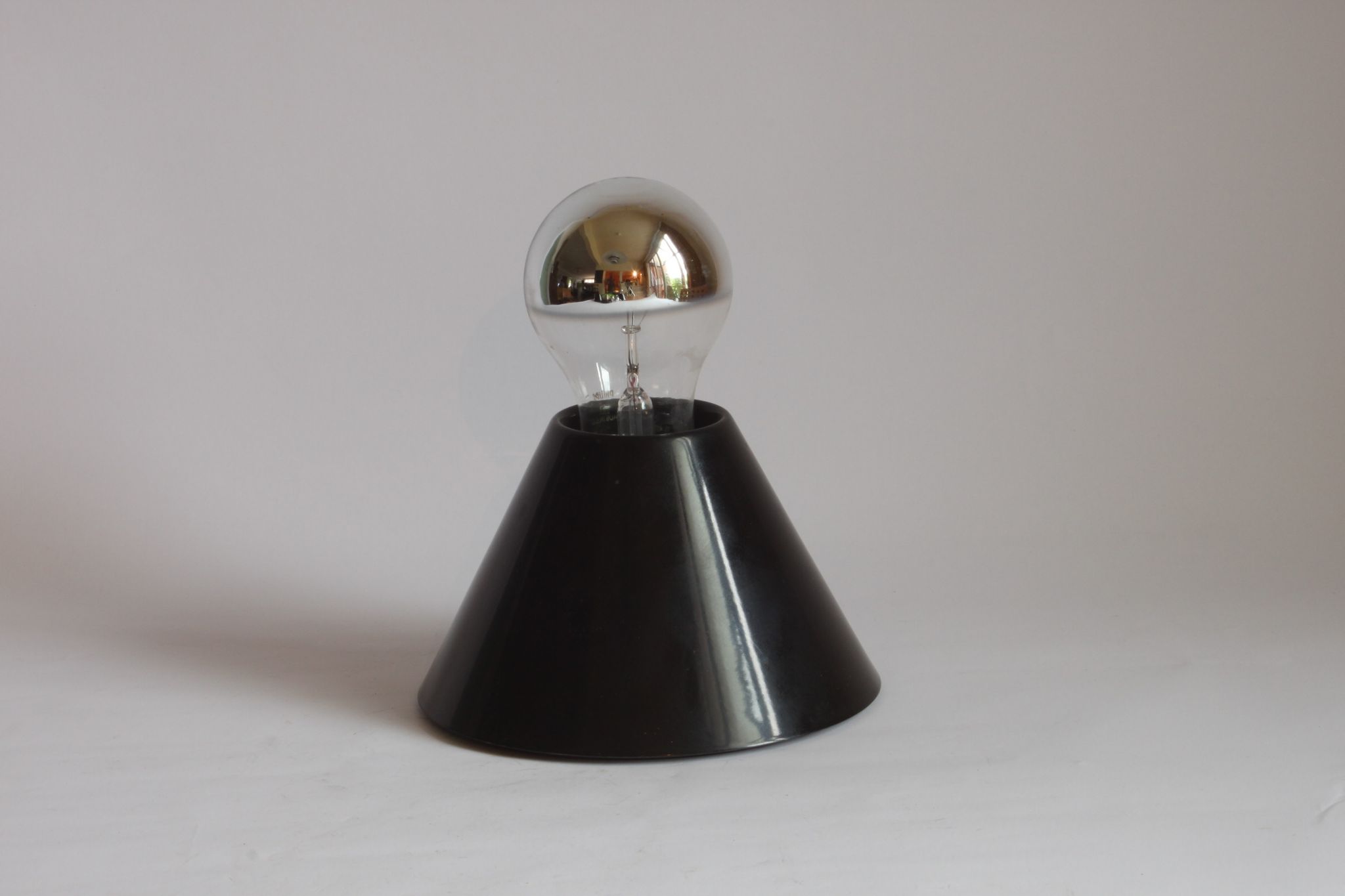 Black cone ceiling lights "Jolly" by Bruno Celupica for Tronconi, Italy 1970s, set of three.