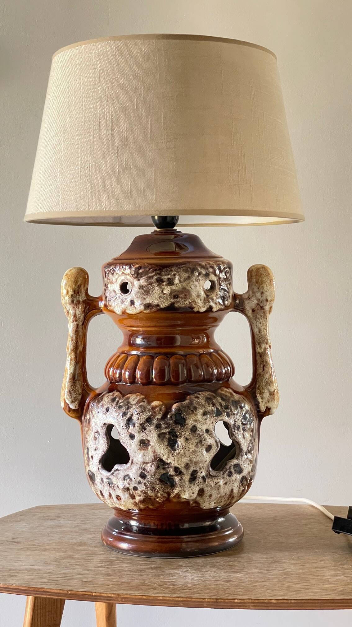 Lamp ceramic fat lava double lighting 70s