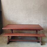 Ensemble table de ferme et 2 bancs