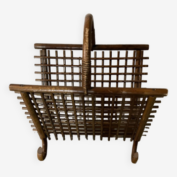 Rattan magazine rack from the 60s