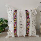 White berber cushion with sequin 50x45cm