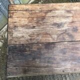 Old coffee table from the Guérandais region in solid oak with 2 front drawers