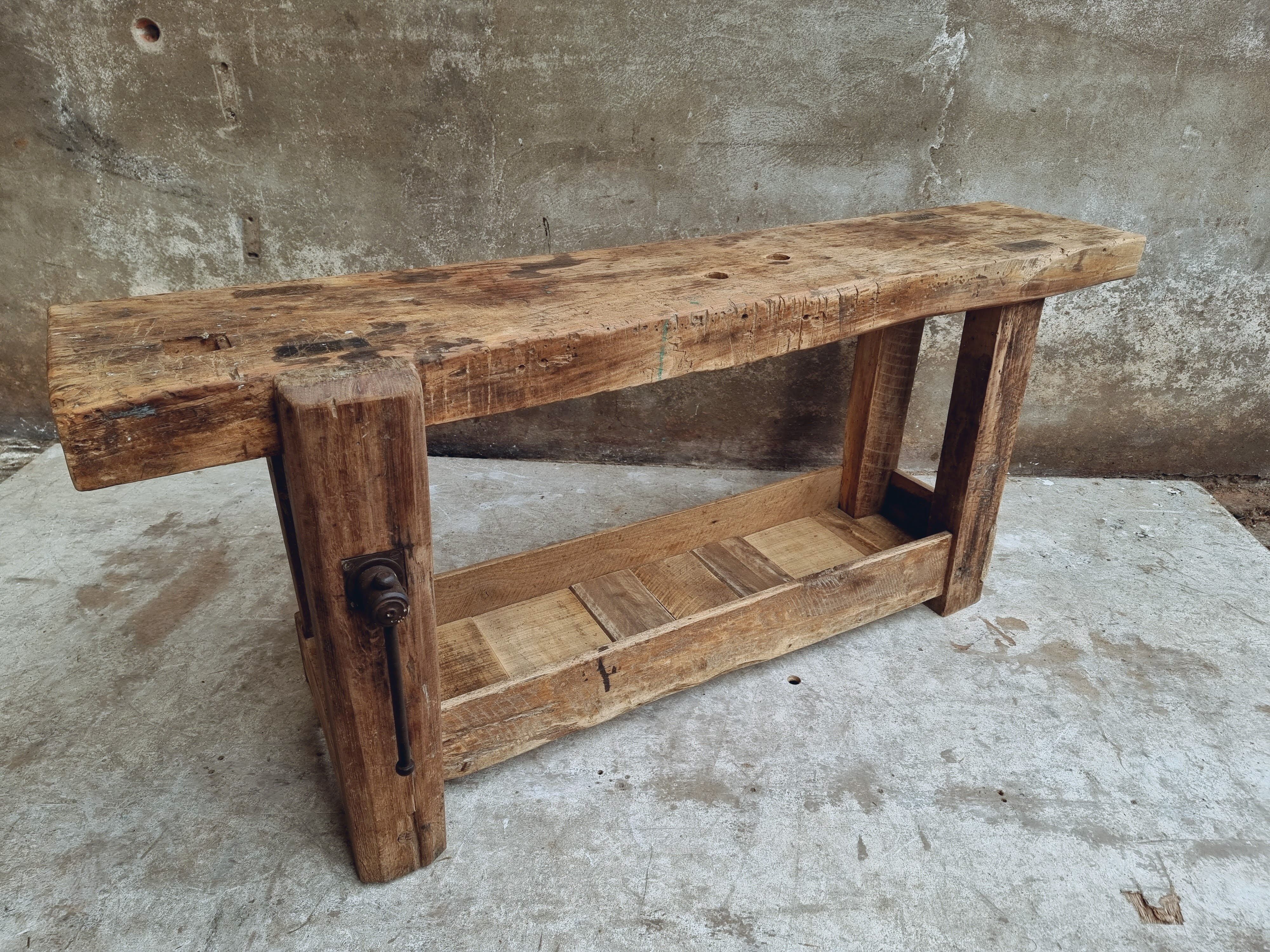 Antique workbench bathroom furniture or side table