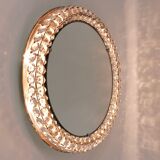 Backlit circular wall mirror Bakalowits Vienna with large crystals, Austria, 1950s