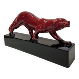 French Ceramic Art Deco Statue Of A Panther 1930s