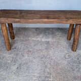 Bench 100 cm old solid wood with patina