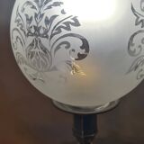 pair of art deco brass lamps with opaque etched glass 39x12