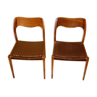 Jeu de 2 chaises "Model 71", Niels O Møller, Danemark, 1960