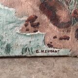 Countryside scene with horses, signed