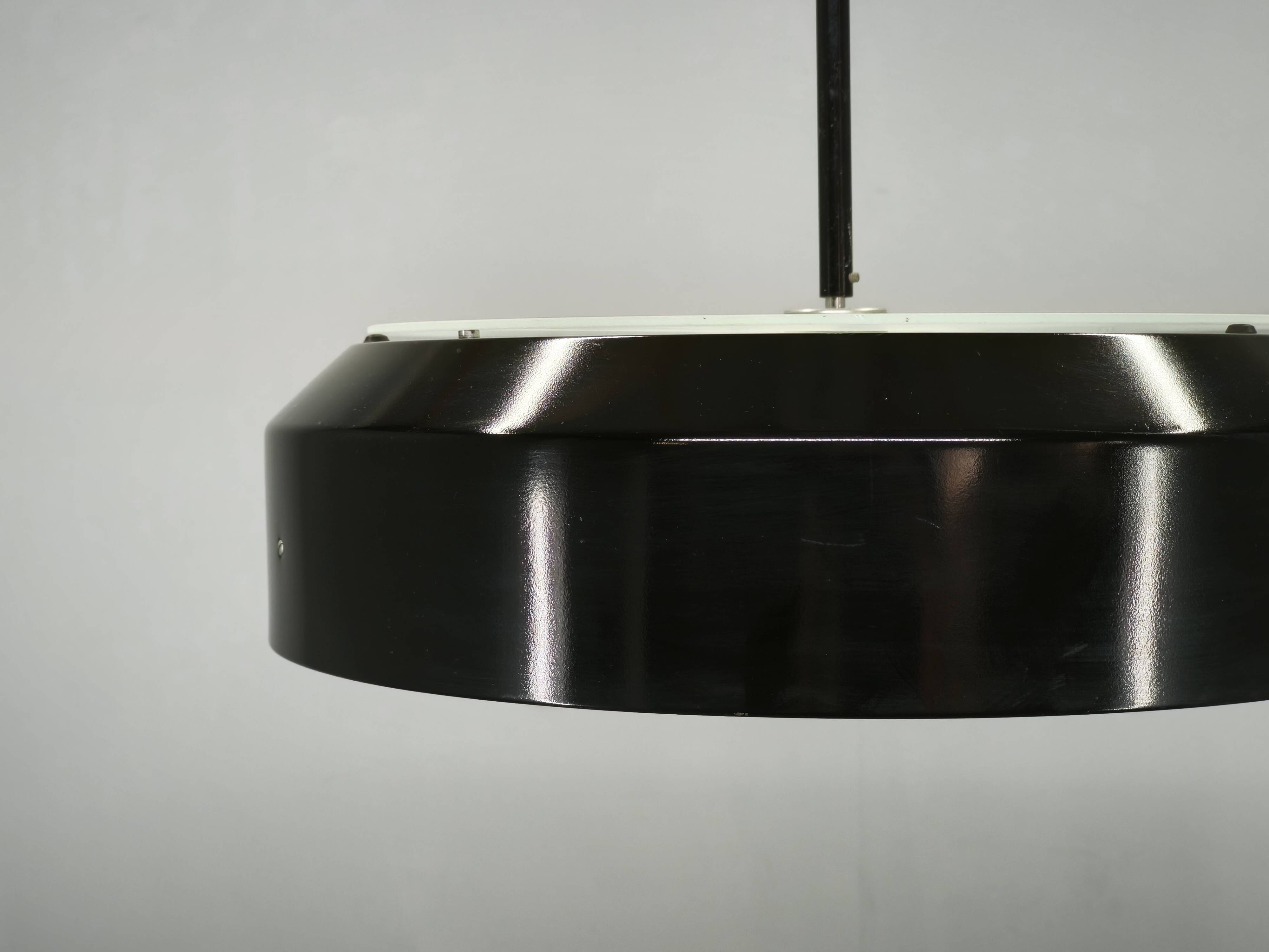 1960s NAPAKO Modernist Black Glass Pendant Light, Czechoslovakia