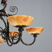 Antique Art Nouveau metal chandelier with 6 lights, Italy, 20th century.