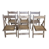 Lot de 6 chaises de cinéma pliante en teck