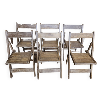 Lot de 6 chaises de cinéma pliante en teck