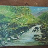 Peinture sur panneau, paysage de campagne, fin du XIXe siècle