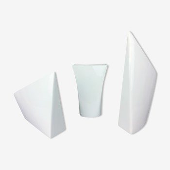 3 vintage ceramic white vases