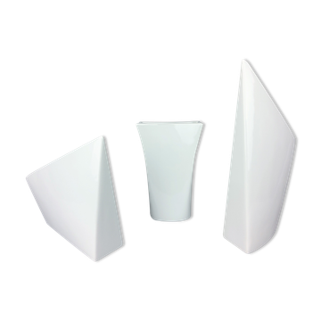 3 vintage ceramic white vases