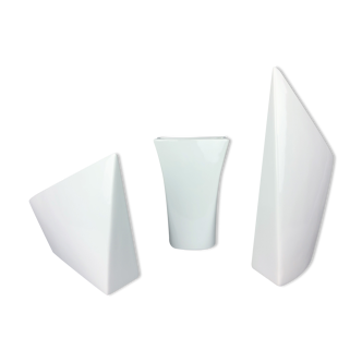3 vases blancs céramique vintage