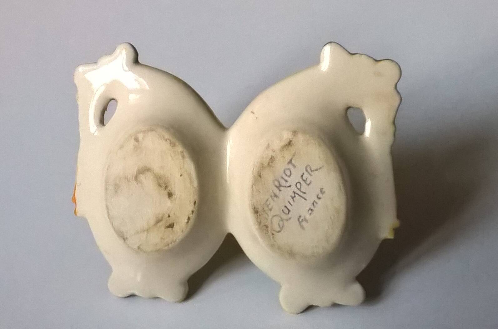 Salt pepper shaker antique butterfly shape Henriot Quimper rare