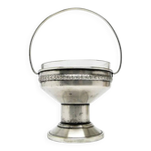 Sucrier Art Déco, laiton argenté, cristal, Pologne, années 1930