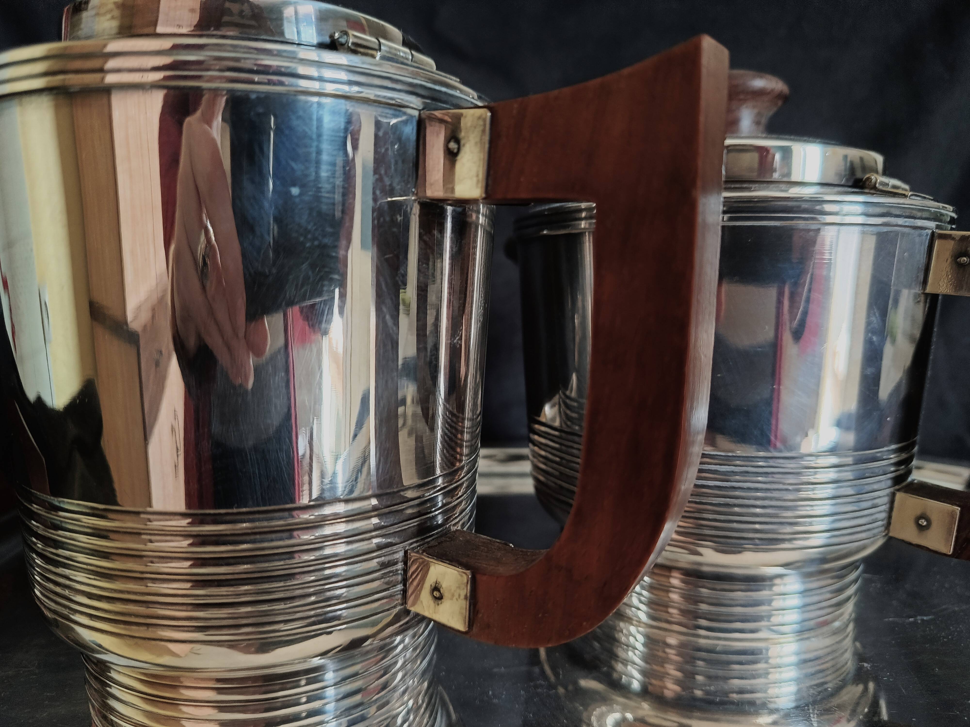 Art Deco coffee and tea service, silversmith Noël Collet, 1930s, 5 pieces.