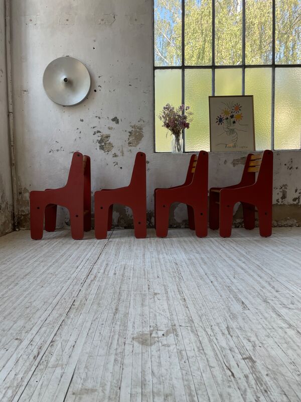 4 chaises vintage Plywood années 80