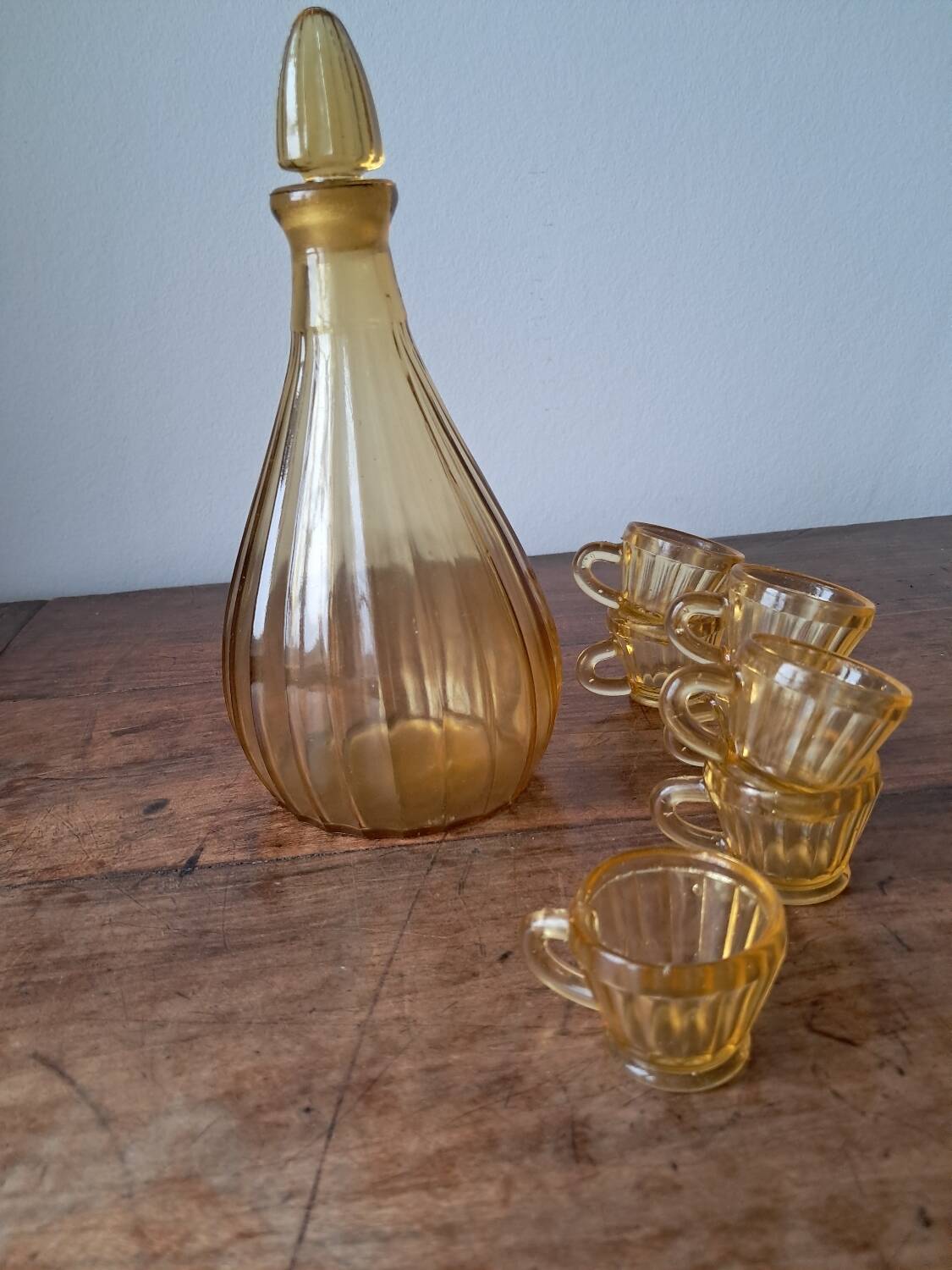 Yellow glass liqueur set, 1960s