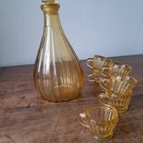 Service à liqueur en verre jaune, années 1960