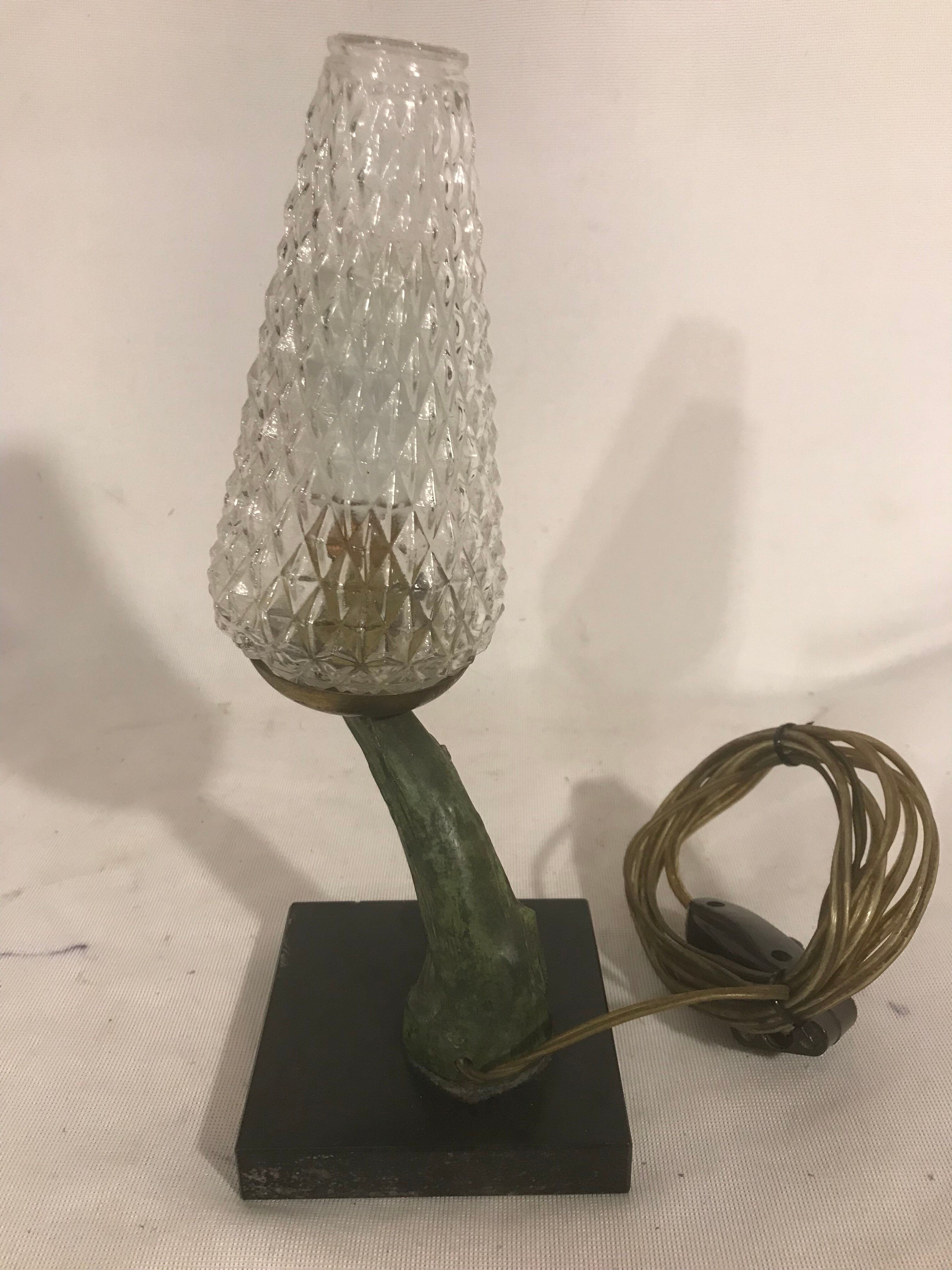 Lampe flamme marbre & bronze
