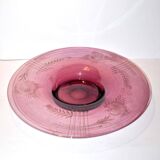 Portieux vallerysthal, large fruit bowl in purplish pink glass 1930-1940