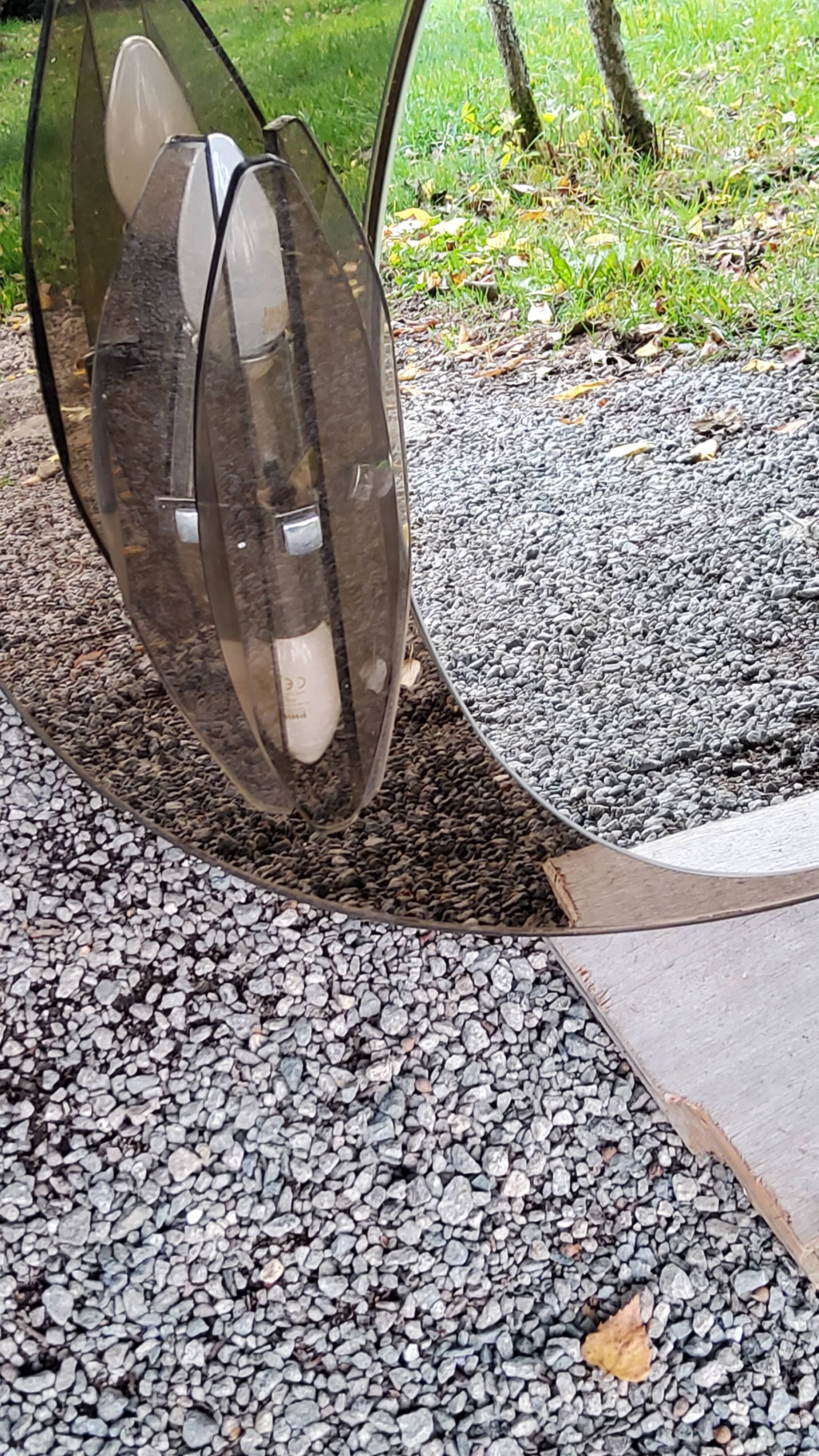 Oval mirror with 2 double tain sconces by Antonio Lupi from the 80s, 69x55 cm
