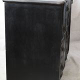 Victorian style black patinated crossbow chest of drawers