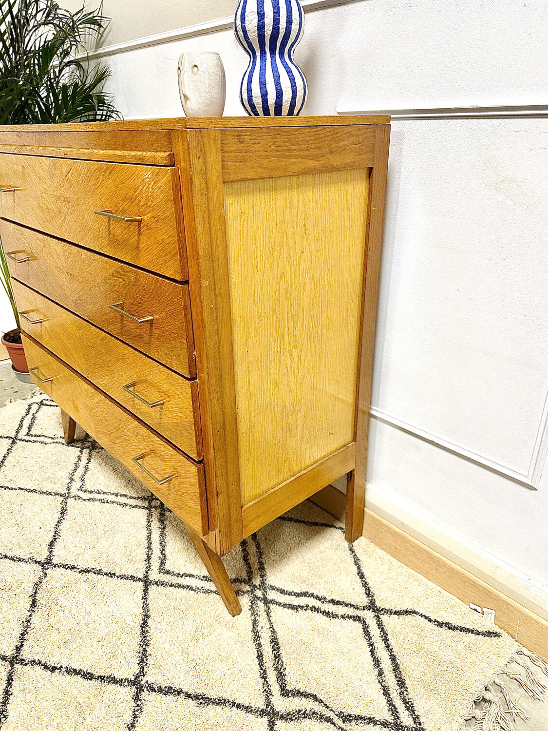 Vintage chest of drawers compass feet