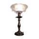 Lampe style bronze patiné et son verre opaque façon givré 22x35