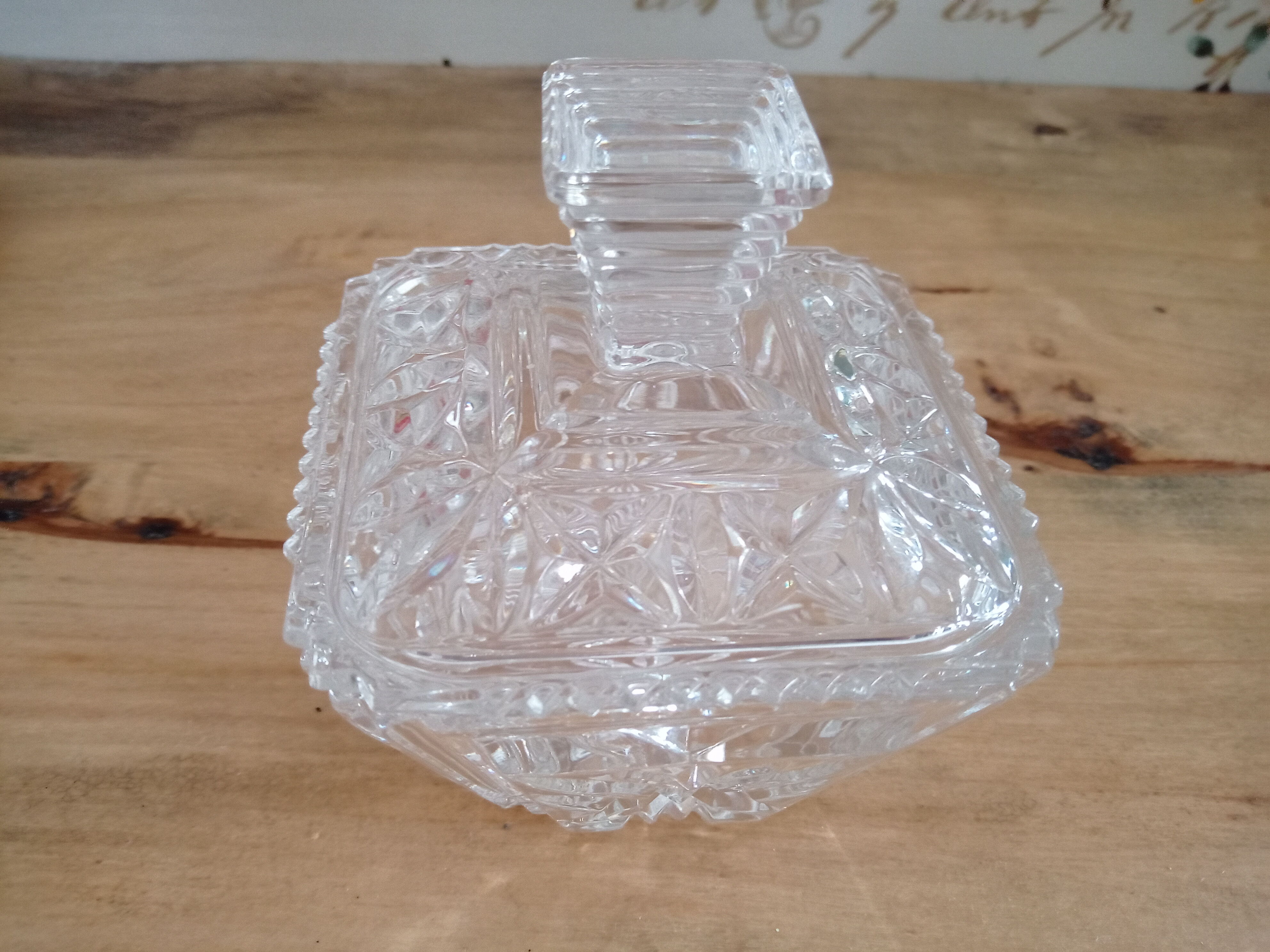 Art Deco style chiseled molded glass candy box