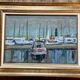 Tableau de Jean Albert CARLOTTI, bateau au port, Bretagne, marine vintage 1950