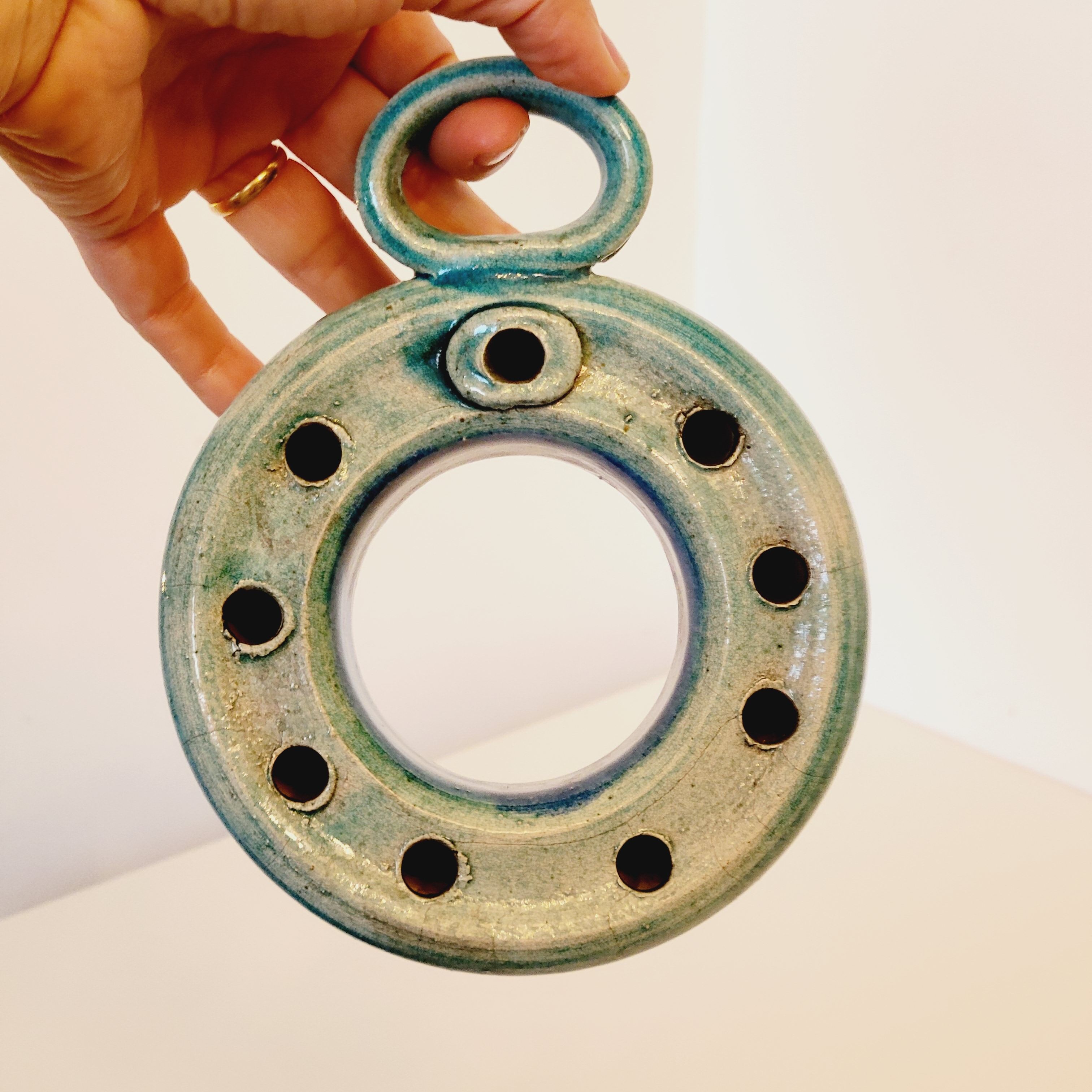 Pique flowers or pikes blue ceramic candles