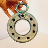 Pique fleurs ou pique cierges en céramique bleue