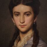 Portrait painting of a lady signed Johann Grund and dated 1869
