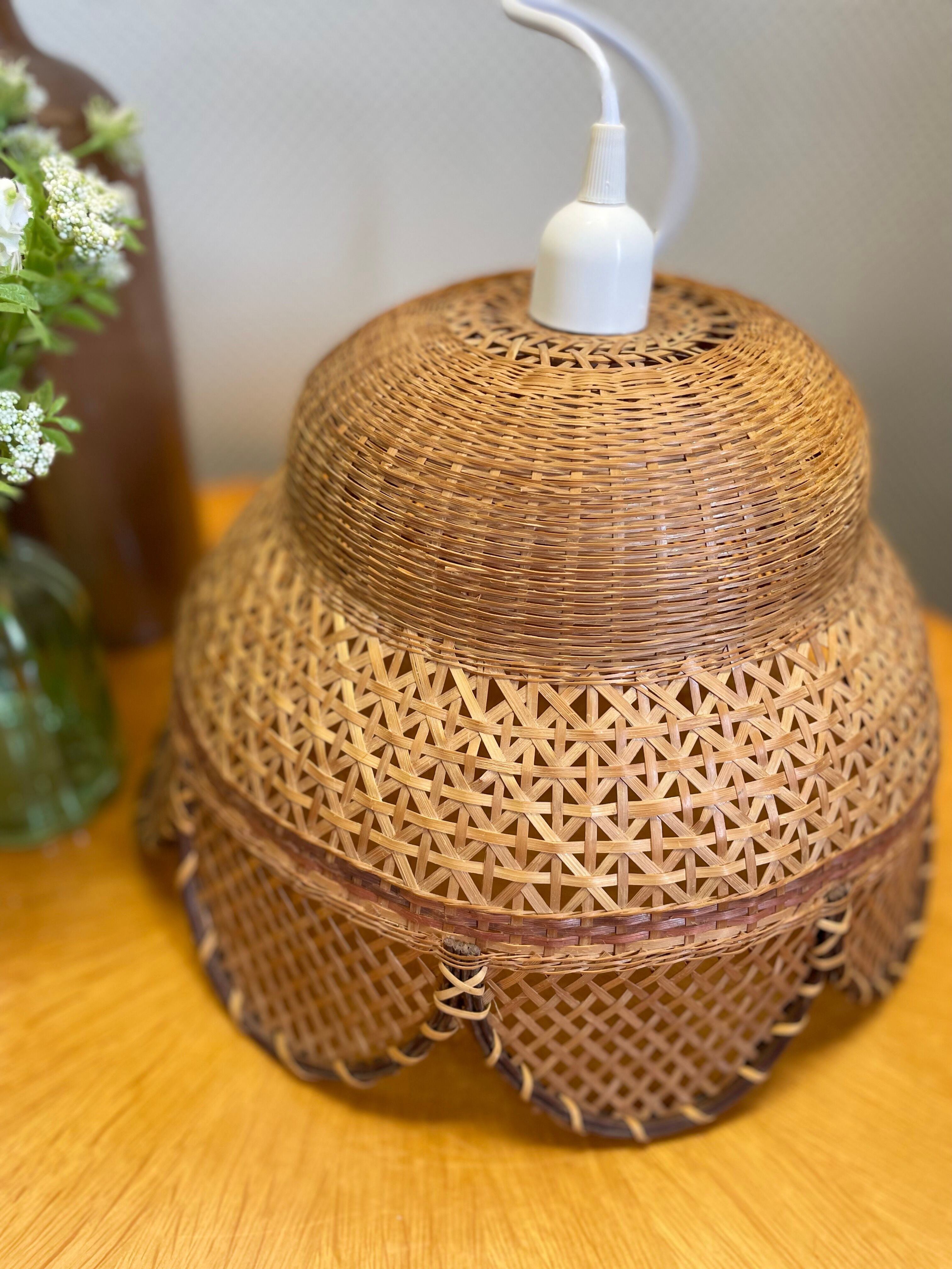 Vintage rattan and wicker pendant light