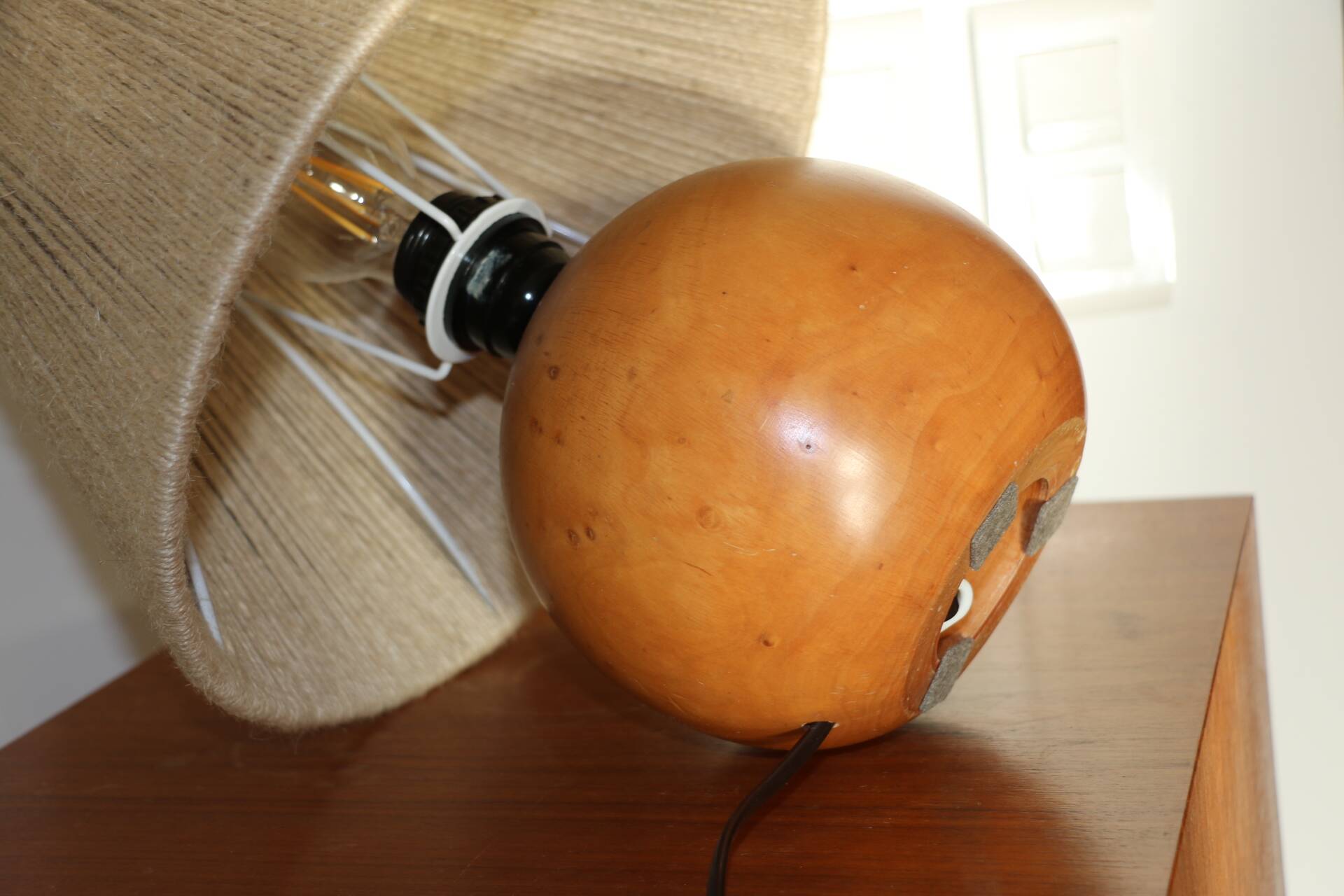 Lampe bois avec abat-jour corde 400mm