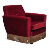 1970s, Danish lounge chair, original condition, cherry-red velour fabric.