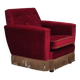 Chaise longue danoise des années 1970, état d'origine, tissu velours rouge cerise.