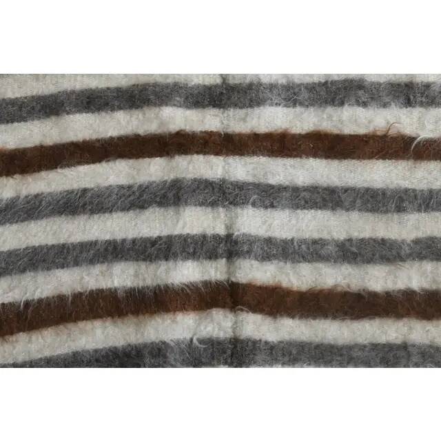 1970s Vintage Turkish Handmade Wool Cotton Beige Brown Kilim Rug 152x208