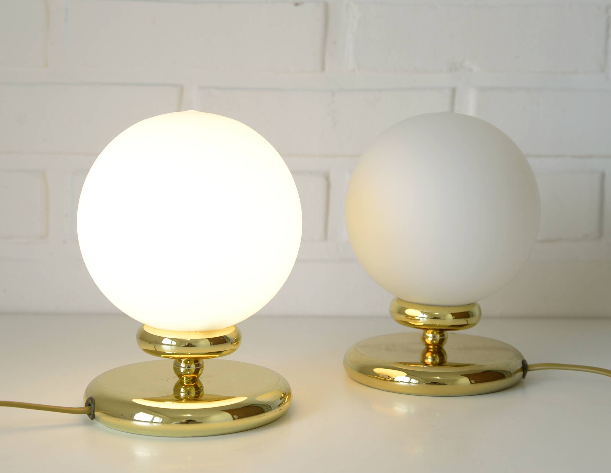 Pair of vintage gold bedside lamps desk lights from 80s retro table lights