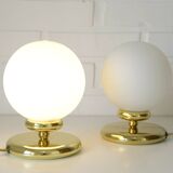 Pair of vintage gold bedside lamps desk lights from 80s retro table lights