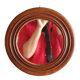 Round old wooden mirror