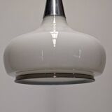 Water drop pendant light Space age in white opaline, France circa 1970.