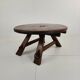 Rustic oak brutalist round coffee table France 1960s mid-20th century
